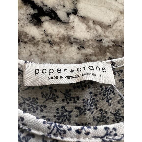 Paper Crane Womens Tiered Floral Top Green boho Blouse Medium M - Picture 5 of 7